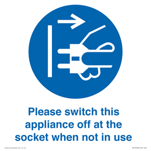 Please switch this appliance off at the socket when not in use